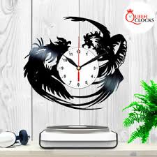 rooster vinyl record clock rustic