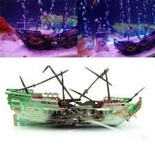 Aquarium Ornament Wreck Boat Sunk Ship Air Split Shipwreck Fish Tank Cave Decor Fish Aquarium Decorations Fish Tank Decorations Fish Tank