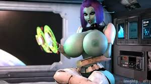 Hot Alien Chick Uses a Ships Control Panel to Expand Her Tremendous Tits
