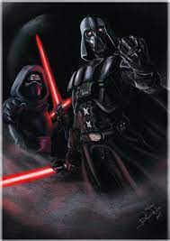 Like anakin/luke's lightsaber, vader's helmet conveniently pops up decades later in the force awakens. it looks like someone may have figured. Darth Vader And Kylo Ren Fan Art Joao Ramos Filho Star Wars Trooper Star Wars History Star Wars Poster
