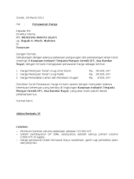 Jenis surat ini tergolong masih merupakan salah satu jenis surat. Surat Penawaran Urugan Tanah