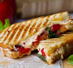 Courtesy of oh my veggies. Grilled Cheese Bliss Tomato Basil Vegan Panini With Roasted Pepper Healthyhappylife Com