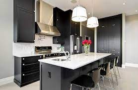 A muted green cabinet color adds depth and interest to the kitchen while a butler sink and butcher block countertop adds a level of country chic. Black And White Kitchens Ideas Photos Inspirations