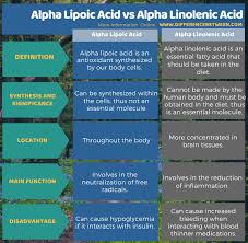 The chemistry and function of lipoic acid. Difference Between Alpha Lipoic Acid And Alpha Linolenic Acid Compare The Difference Between Similar Terms