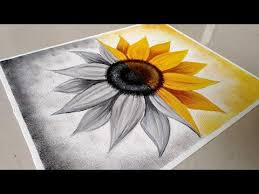 Black And White Watercolor Painting Tutorial Black White Easy Sunflower Acrylic Painting How To Paint Sunflower Black White In 2020 Sunflower Painting Sunflower Canvas Paintings Sunflower Black And White