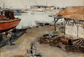 Henri Saada 1906 1976 Port De La Goulette Peinture Orientaliste Peinture Contemporain