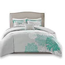 Flaunting a large damask print, this beautiful comforter creates a striking contrast with a gorgeous orange and. Comfort Spaces Enya 5 Piece Comforter Set Ultra Soft Hypoallergenic Microfiber Floral Print Bedding Queen Aqua Grey Buy Online In Cayman Islands At Cayman Desertcart Com Productid 43301611