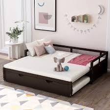 Best trundle bed for adults. Amazon Com Daybed With Pop Up Trundle Beds For Adults And Kids Wooden Daybed With A Trundle Twin To King Design No Box Spring Required Espresso Kitchen Dining