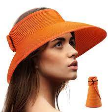 Summer Straw Hats For Women Orange Hat Women Visors Sun Hat Travel Beach Visor At Amazon Women S Clothing Womens Beach Hat Wide Brim Sun Hat Summer Straw Hat