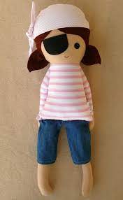 Fabric Doll Stuffed Toy Rag Doll Girl Pirate Doll In Pink Etsy Fabric Dolls Fabric Toys Rag Doll