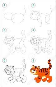 Let's make the drawing more detailed. How To Draw Step By Step A Cute Little Toy Tiger Educational Page For Kids Back