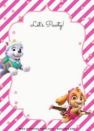 Personalised paw patrol invites from $14.99. 8 Adorable Skye And Everest Paw Patrol Birthday Invitation Templates Free Printable Birthday Invitation Templates Bagvania