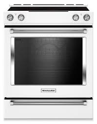 kitchenaid white slide in electric