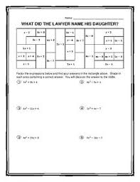 Factor Trinomials Riddle Coloring Worksheet A 1 Factor Trinomials Color Worksheets Worksheets
