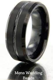 Black Ember Mens Wedding Rings Black Tungsten Wedding Band Black Wedding Rings