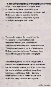 You can learn months of the year vocabulary in english easily here. To My Love Happy 23rd Month Anniversary Poem By Leslie Alexis Poem Hunter
