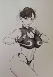 同人手描きイラスト 春麗 チュンリー STREET FIGHTER 桂正和 風 不知火舞 原画 手描きイラスト