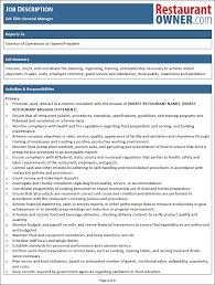 Appointing, inducting, and mentoring new staff members. Restaurant Job Descriptions