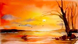 Precision painting is what you will have to do here. Watercolor Paintings Easy Sunset Novocom Top