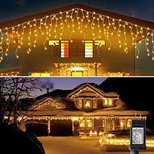 Icicle Outdoor Christmas Lights Blingstar Icicle Lights 33ft 300 Led 8 Modes Christmas Lights Plug In Warm White String Lights For Christmas Wedding Party Home Garden Bedroom Indoor Outdoor Decoration Walmart Com
