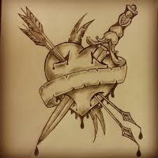 Archery is the act of firing an arrow with a bow, and it has been practiced for centuries. Traditional Heart Arrow Dagger Tattoo Sketch By Ranzdagger Tattoo Honey