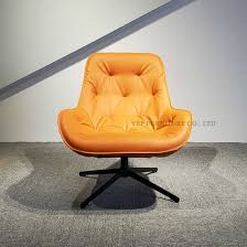 Swivel leather chairs living room. Orange Swivel Chair Living Room Bedroom Pu Leather Leisure Chair China Home Furniture Leisure Chair Made In China Com