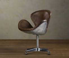 Cool Aviation Brown Leather Swivel Chair With Aluminum Seat Base From Restoration Hardware Access Leather Swivel Chair Aviation Furniture Furniture Collection