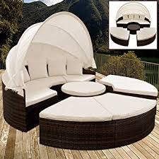 Amazon De Swing Harmonie Polyrattan Sonneninsel Mit Led Beleuchtung Solarmodul Inklusive Abdeckcover Rattan Lou Gartenmuschel Gartenmobel Sets Sonnenliege