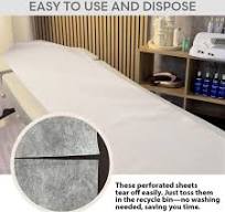 SKINACT White Disposable Non-woven BED Cover Roll Perforated (23" Wide X  375 Feet Long)Massage Table Sheets Wax Facial Chair