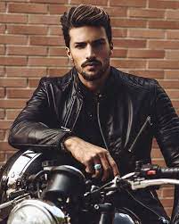 Black Leather Jacket Motorcycle With A Black Henley Shirt Can T Remember The Model In The Photo Fa Jackets Men Fashion Leather Jacket Leather Jacket Men