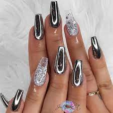 instagram chrome nails designs silver glitter nails chrome nails