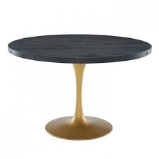 Black Round Wood Top Gold Base Industrial Modern Dining Table 3 Sizes Industrial Modern Dining Table Dining Table Round Wood Table