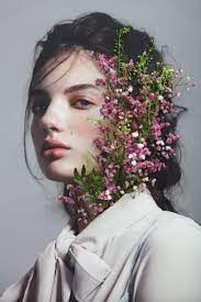 Analog Collage With Female Portrait And Pink Flowers Creative Portrait Photography Flower Photoshoot Creative Portrait