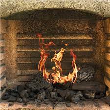 stickers trompe oeil cheminee avec feu brulant tenstickers