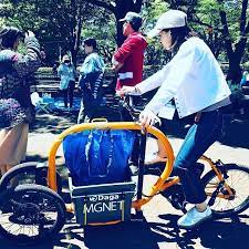 トップチューブにフックがあるのでショッピングバッグなんかを吊り下げる事も可能これが意外と便利 カーゴバイク cargobike ikeabag 三輪自動車 鹿沼公園 公園のまちフチノベ部 dagastroke stroller baby strollers trike