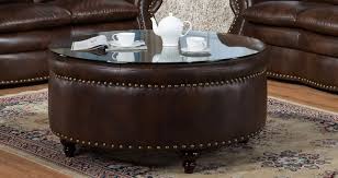 Black or vintage brown dimensions: Round Leather Ottoman Coffee Table Brown Barkeaterlake Com