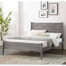 Some king size platform beds also come upholstered while others are plain wood or metal. Knoxville Rustic Grey Solid Wooden King Size Platform Bed Overstock 32766355