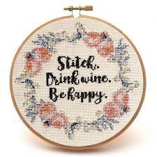 Over 19,000 patterns & kits. Stitch Drink Wine Cross Stitch Pattern Peacock Fig