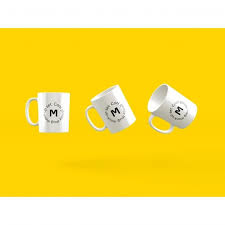 Download Three Mugs On Yellow Background Mock Up For Free In 2020 Mugs Typographic Logo Design Yellow Background