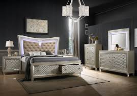 The bold look of this collection boasts an elegantly traditional design. Dehon Bed With Led Lights Champagne Finish