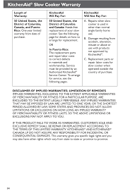 kitchenaid slow cooker warranty