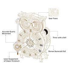 Wooden gear clock wooden gears owl clock desk clock unique gifts for kids creative gifts wooden model kits mechanical clock wooden owl. Rowood 3d Wooden Puzzle Clock Model Kits Gift For Adults Teens Owl Clock 161 Pcs Pricepulse