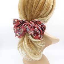 Chiffon Hair Bow Silky Floral Layered Women Hair Accessory Etsy Hair Accessories For Women Womens Hairstyles Hair Bows