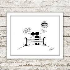 Star Wars Han And Leia Hand Drawn Art Printable Digital File Home Decor Wall Print Sci Fi Geek Nerd Love Drawing Wedding Gift Couple Boda