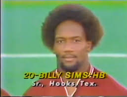 Here's the starting offense for the 1979 Oklahoma Sooners. Operating out of  the wishbone formation, the 1979 Sooners featured a potent rushing attack  led by senior All American running back Billy Sims.