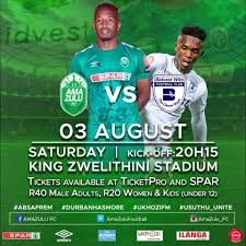 Detailed info on squad, results, tables, goals scored, goals conceded, clean sheets, btts, over 2.5, and more. Durban Tourism 5 Days To Go Before Amazulu Fc Host Facebook