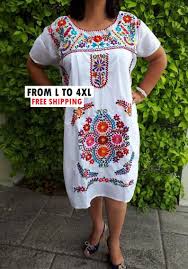 Embroidered Plus Size Mexican Dress White Mexican Xl Dress Mexican Embroidery Dress Mexican Bridesmaid Mexican Vintage Dress Plus Size Vintage Mexican Dress Embroidery Dress Mexican Mexican Dresses