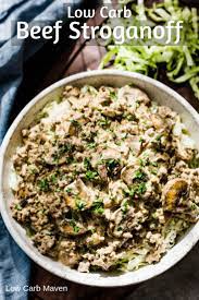 Try This Easy Low Carb Ground Beef Stroganoff With Cream Cheese And Mushrooms On Cabbage Noodles Beef Beef Recipes Easy Ground Beef Recipes Easy Beef Recipes