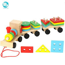 Wooden Train Blocks Montessori Geometry Colour Learning Toys For Baby Toddlers Kids Wooden Toys For Toddlers Learning Toys Baby Toys