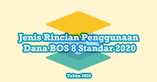 Berikut ini adalah uraian program kegiatan dan jenis belanja dana bos 2020 terbaru, dimana mengacu pada 8 standar program bos 2020 sd smp, juga bisa dijadikan rincian penggunaan dana bos 8 standar 2020 agar dalam penyusunan rkas lebih cermat. Jenis Rincian Penggunaan Dana Bos 8 Standar Pendidikan Ngintip Sekolah